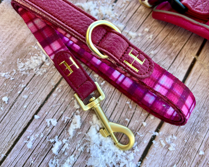 Rose Berry Plaid - Adjustable Dog Harness (XXS-XS)