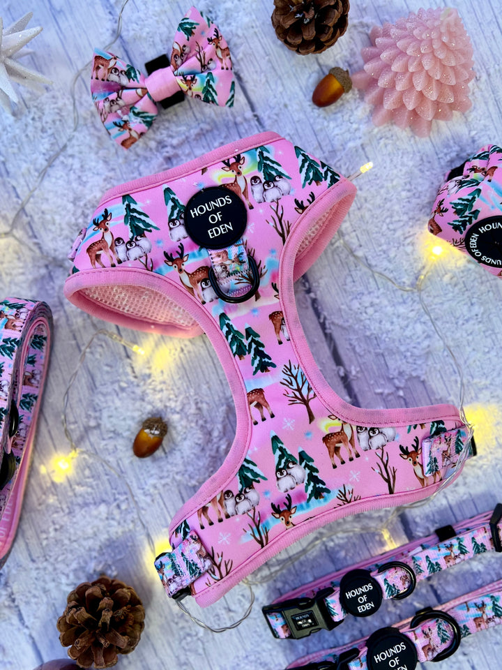 Aurora Nights - Pink Penguin Design Dog Bow Tie