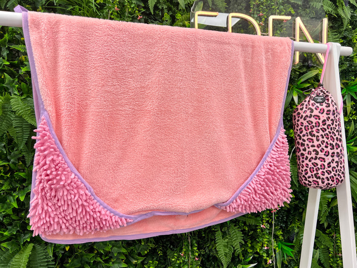 Blushing Leopard - Dog Towel + Carry Bag