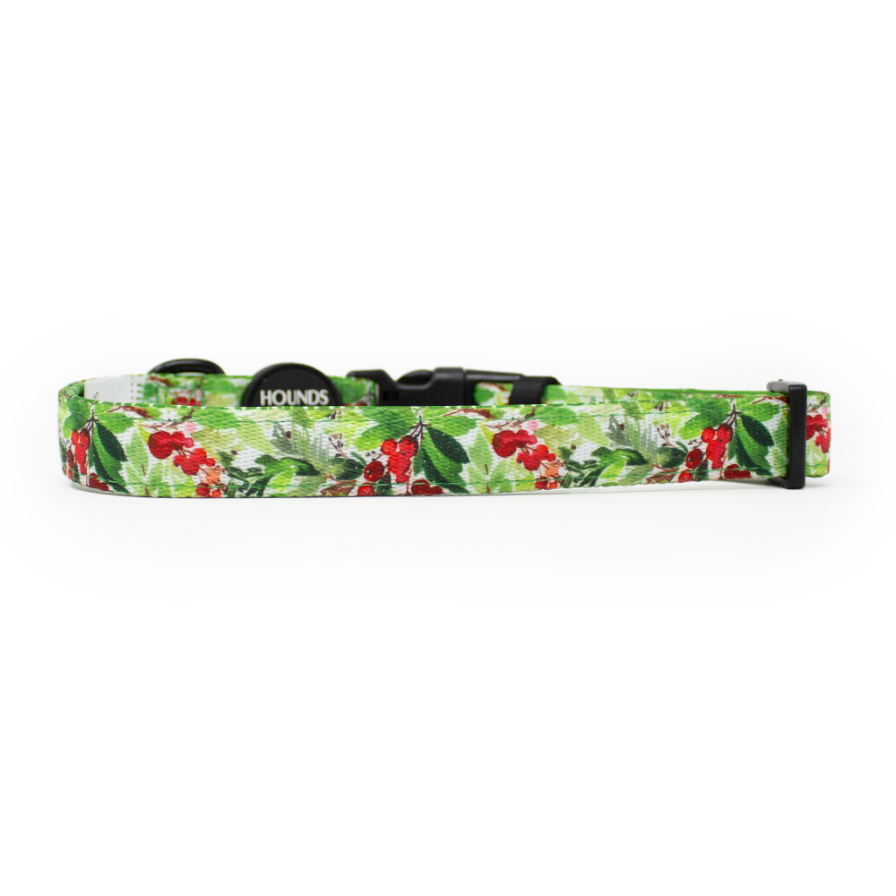 Winter Spruce & Berries Design Dog Collar