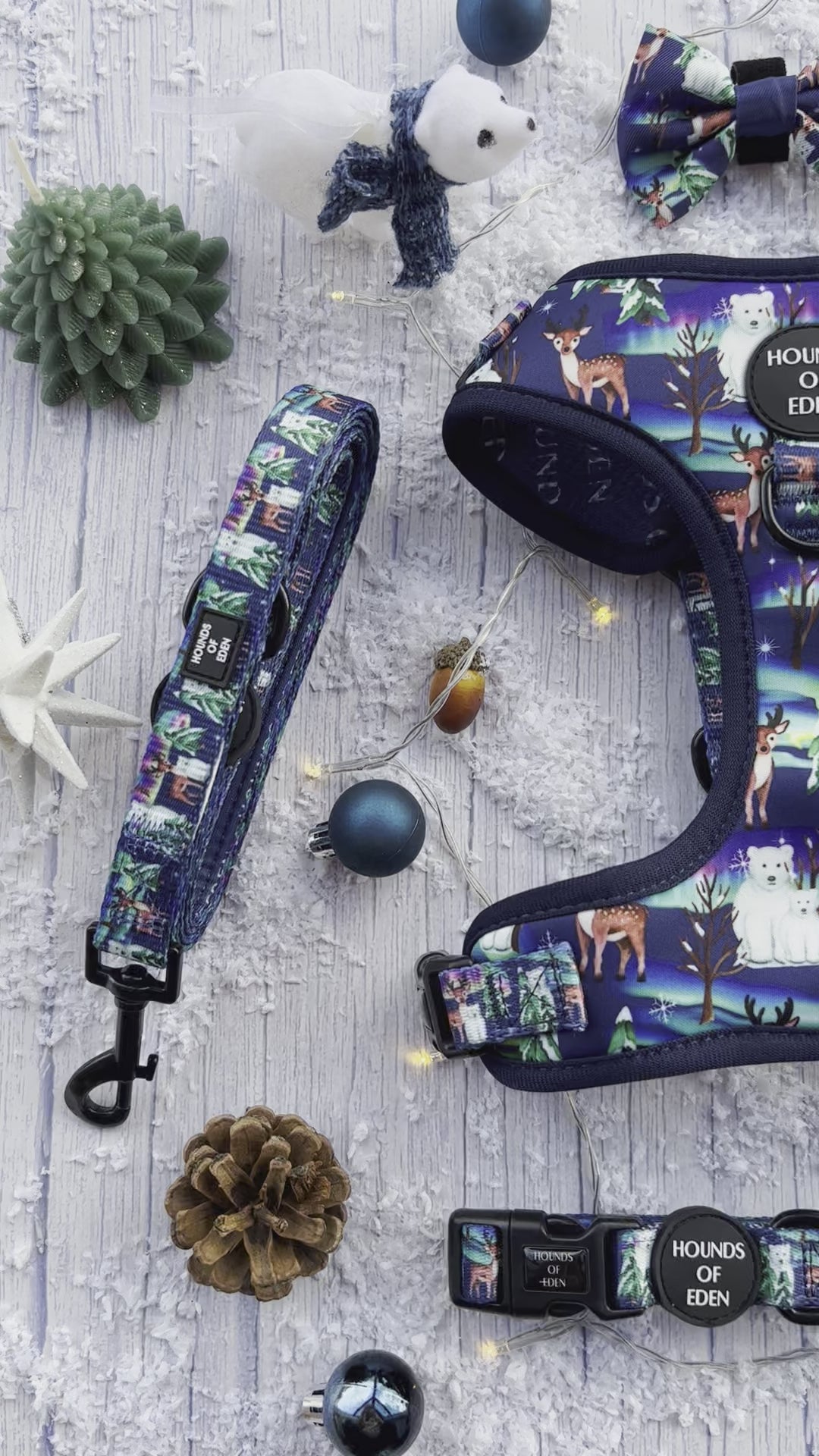 Polar Lights - Navy Polar Bear Design Dog Harness